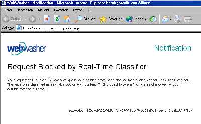 Geblockte Homepage